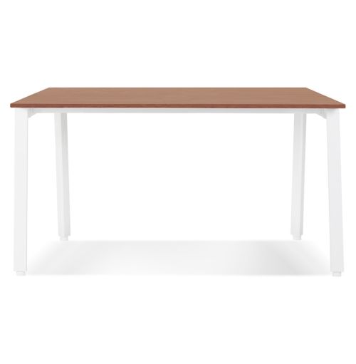 Bureau droit design 'AMADEUS' en bois finition Noyer et métal blanc - 160x80 cm