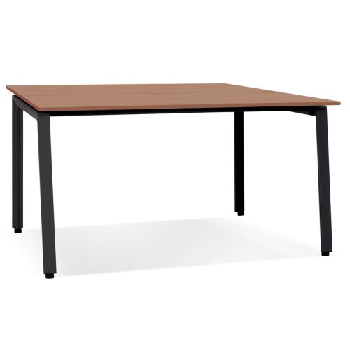 Table de réunion / bureau bench 'AMADEUS SQUARE' en bois finition Noyer et métal noir - 140x140 cm