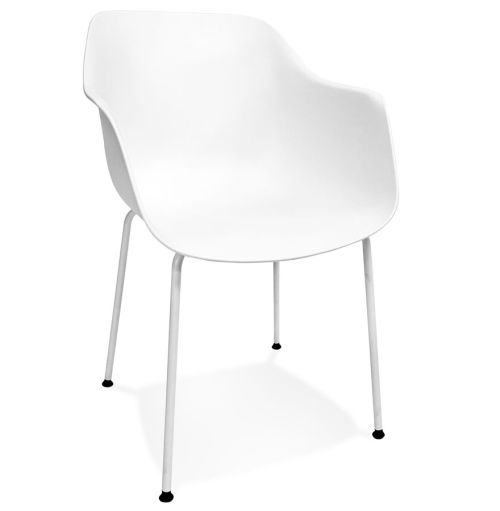 Chaise intérieur / extérieur 'BACHO' blanche avec accoudoirs