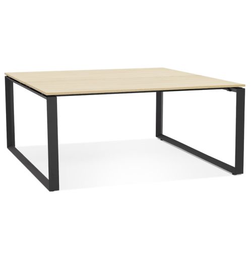 Table de réunion / bureau bench 'BAKUS SQUARE' en bois finition naturelle et métal noir - 140x140 cm