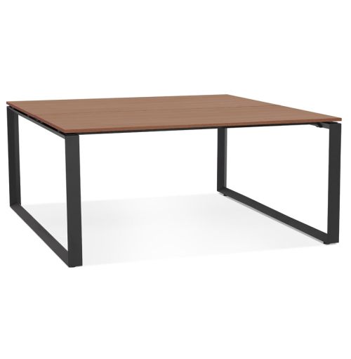 Table de réunion / bureau bench 'BAKUS SQUARE' en bois finition Noyer et métal noir - 140x140 cm