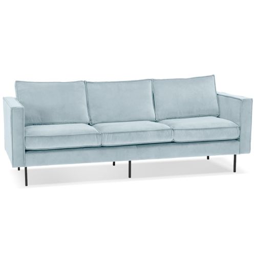 Canapé droit design 'BANDY' en velours bleu clair - canapé 3 places