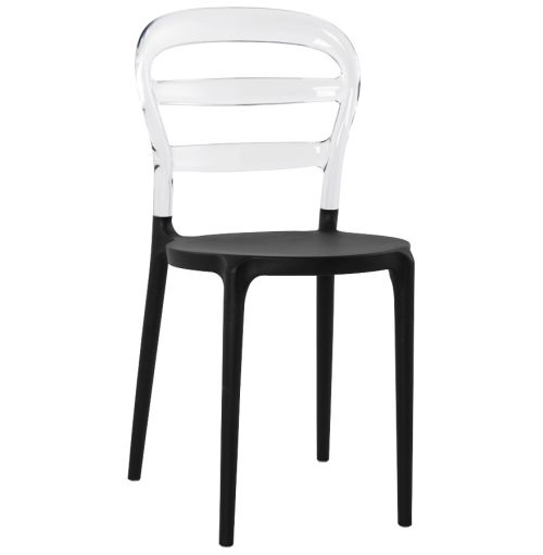 Chaise design 'BARO' noire et transparente en matière plastique