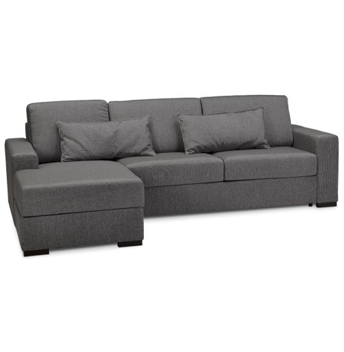 Canapé d'angle convertible 'BELGO L SHAPE' en tissu gris foncé (angle à gauche)