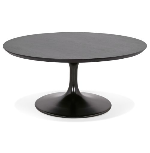 Table basse de salon ronde 'BUSTER MINI' en bois et métal noir - Ø 90 cm