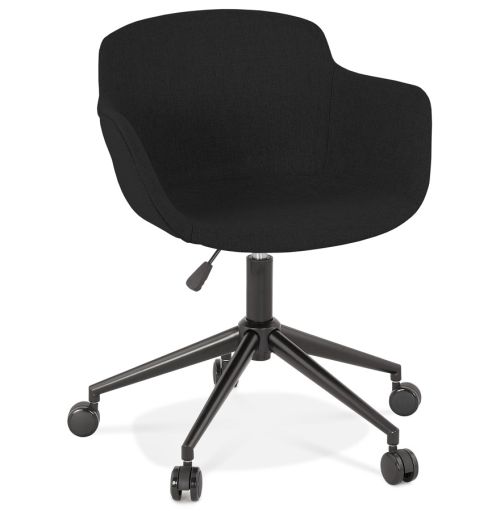 Chaise de bureau 'CENTURION' en tissu noir sur roulettes