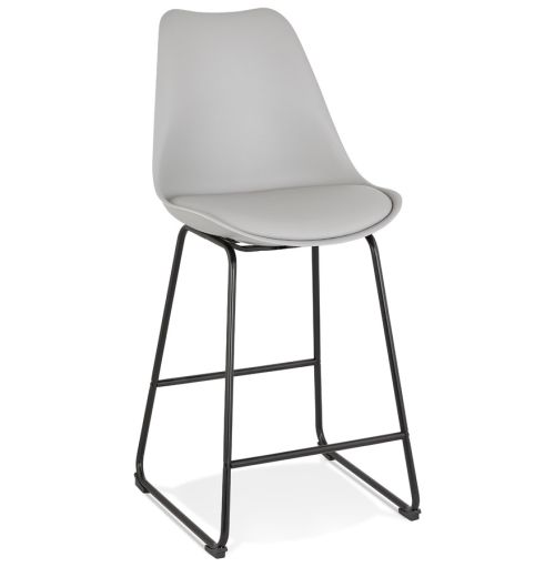 Tabouret snack mi-hauteur 'CHOKO MINI' gris et pieds en métal noir