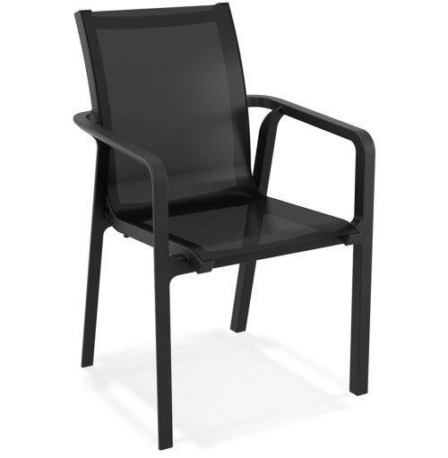 Chaise de jardin avec accoudoirs 'CINDY' en matière plastique noire empilable