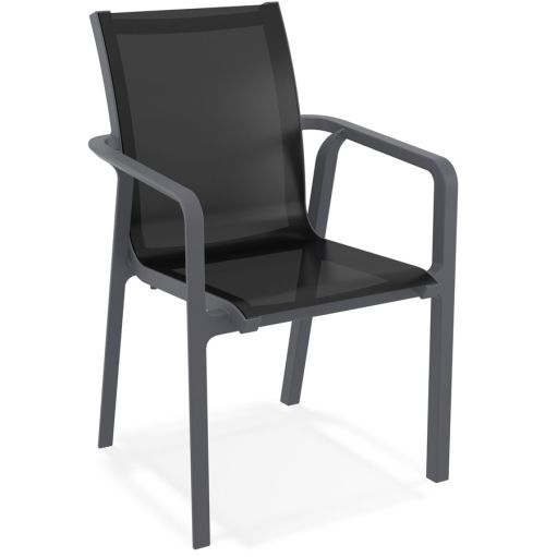 Chaise de jardin avec accoudoirs 'CINDY' en matière plastique grise empilable