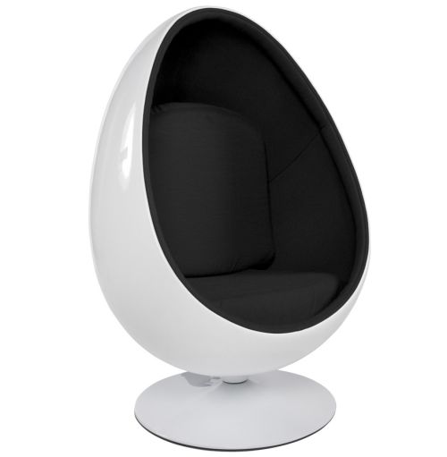 Fauteuil oeuf 'COCOON' blanc et noir