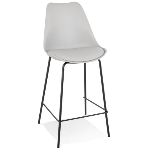 Tabouret snack mi-hauteur 'LEMON MINI' gris avec pied en métal noir