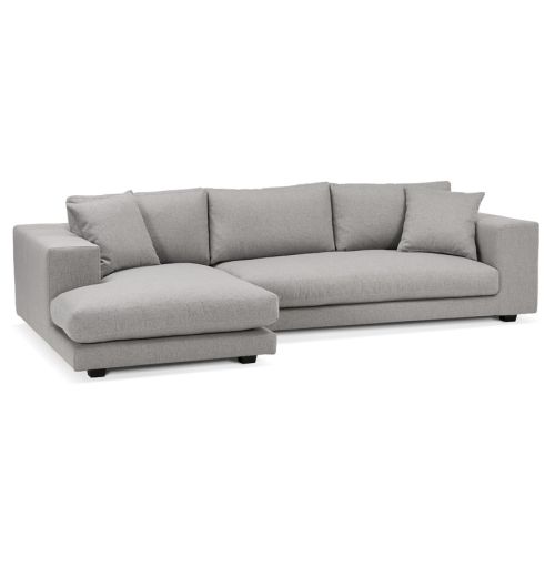 Canapé d'angle design 'DALTON L SHAPE' en tissu gris clair (angle à gauche)