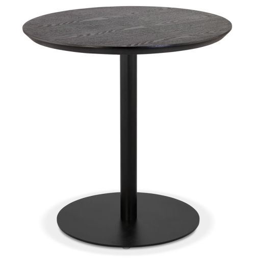 Petite table à diner 'DEXTER' ronde en bois noir et métal noir - Ø 60 cm
