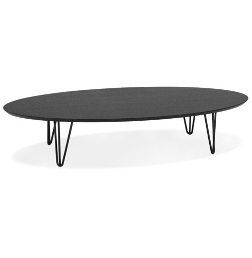 Grande table basse de salon 'ELYPSE' en bois et métal noir