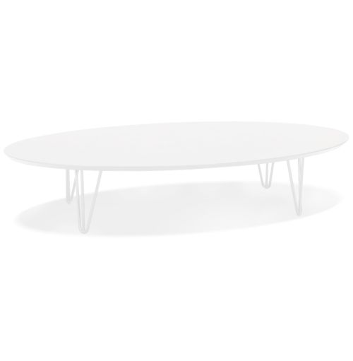 Grande table basse de salon 'ELYPSE' en bois et métal blanc