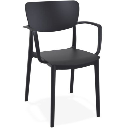 Chaise avec accoudoirs 'GRANPA' en matière plastique noire