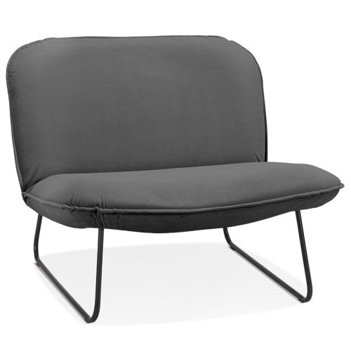 Fauteuil lounge 'ICONIC' en velours gris foncé