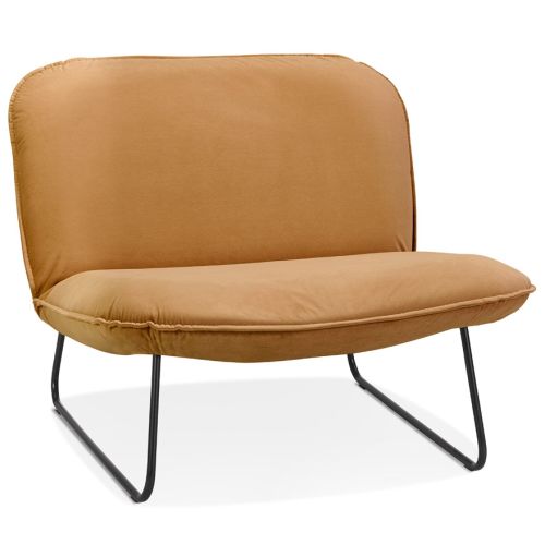 Fauteuil lounge 'ICONIC' en velours moutarde