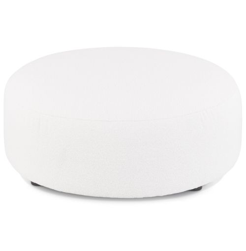 Pouf de canapé rond 'JANARIO' en tissu bouclé blanc