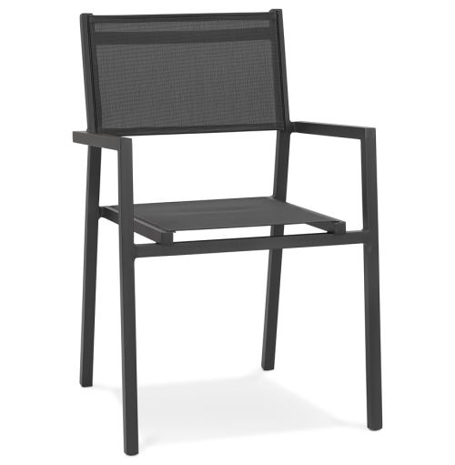 Chaise de jardin empilable 'KOS' en aluminium et matière synthétique gris foncé - commande par 2 pièces / prix pour 1 pièce