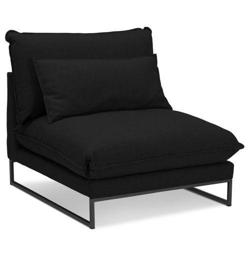 Grand fauteuil lounge 'LASKA' en tissu noir 1 place