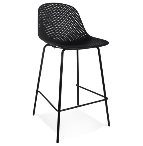 Tabouret snack mi-hauteur perforé 'LOKI MINI' noir intérieur / extérieur