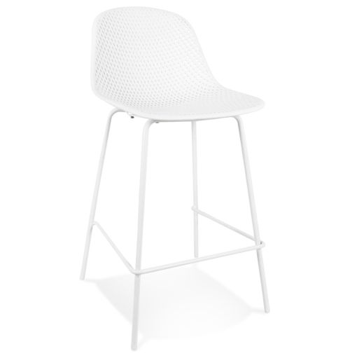 Tabouret snack mi-hauteur perforé 'LOKI MINI' blanc intérieur / extérieur