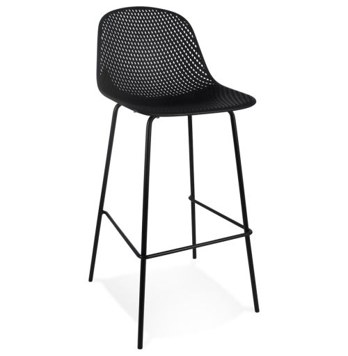 Tabouret de bar perforé 'LOKI' noir intérieur / extérieur