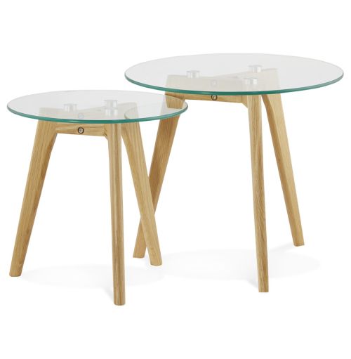Tables gigognes ronde 'LOVYOU' en verre