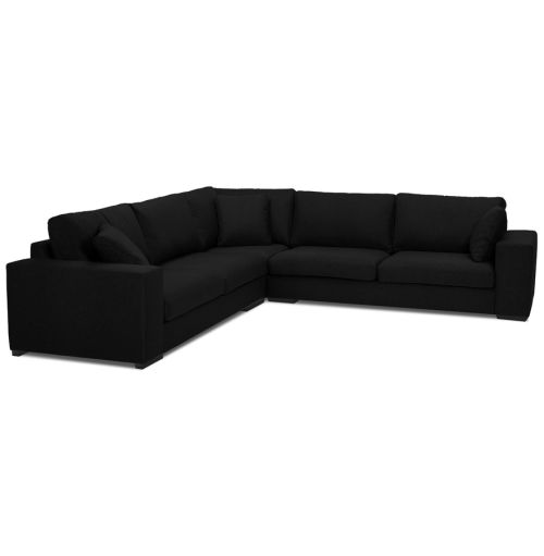 Grand canapé d'angle design 'LUCA CORNER' en tissu noir