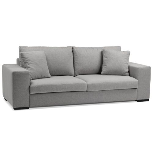 Canapé droit design 'LUCA LARGE' en tissu gris clair - Canapé 2,5 places