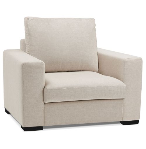 Fauteuil de salon 1 place 'LUCA MINI' en tissu beige