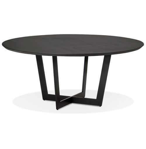 Table de salle à manger ronde 'LULU' en bois et métal noir - Ø120 cm