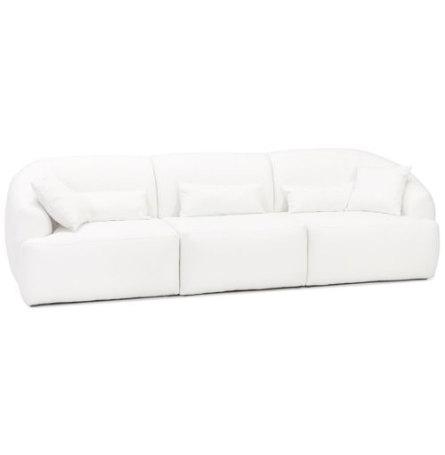 Canapé droit moderne 'MALOWI' en tissu bouclé blanc - canapé 4 places