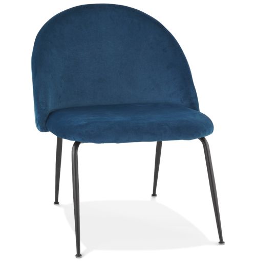 Fauteuil lounge 'MERMAID' en velours bleu et pieds en métal noir