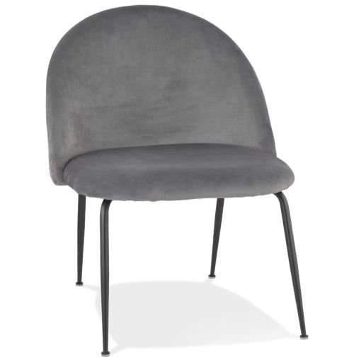Fauteuil lounge 'MERMAID' en velours gris clair et pieds en métal noir