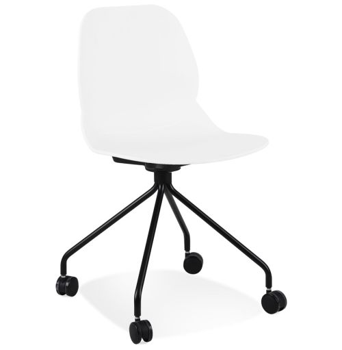 Chaise de bureau 'NADIA' blanche sur roulettes