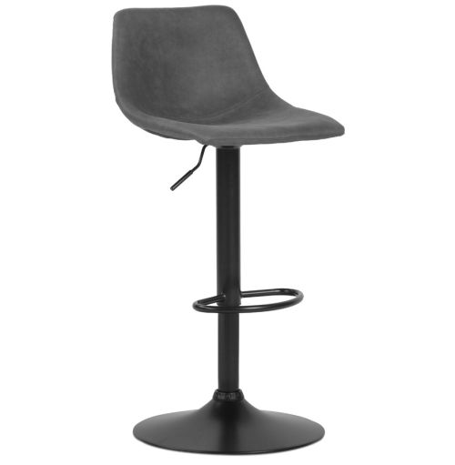 Tabouret réglable design 'OMALET' en microfibre gris foncé et pied en métal noir