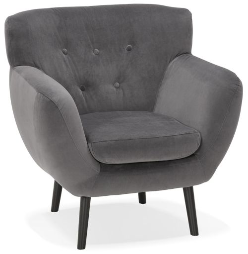 Fauteuil de salon 1 place 'OPERA MINI' en velours gris foncé