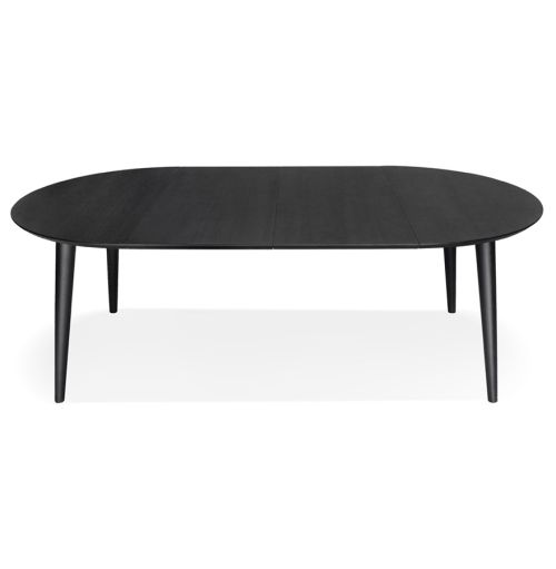 Table à dîner ronde extensible 'ORTENSIA' en bois noir - 120-220x120 cm