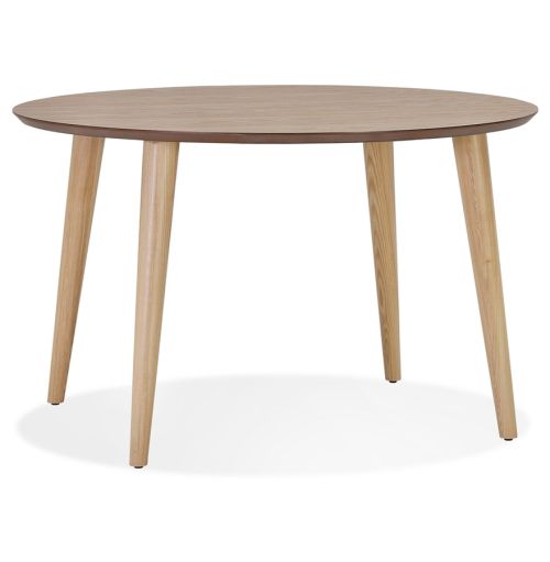 Table à dîner ronde extensible 'ORTENSIA' en bois finition naturelle - 120-220x120 cm