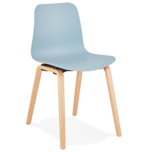 Chaise scandinave 'PACIFIK' bleue avec pieds en bois finition naturelle