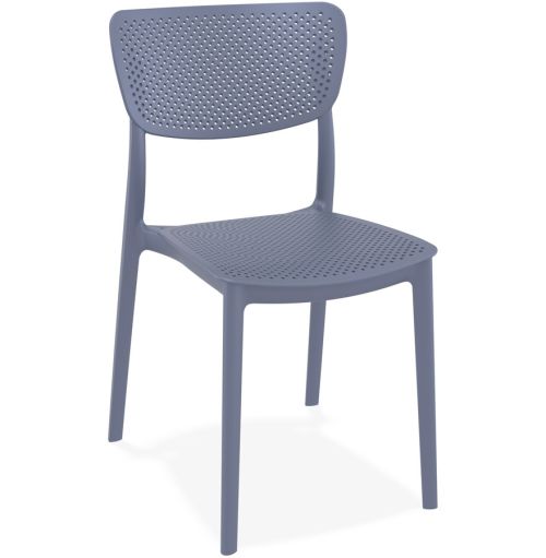 Chaise de terrasse perforée 'PALMA' en matière plastique gris foncé