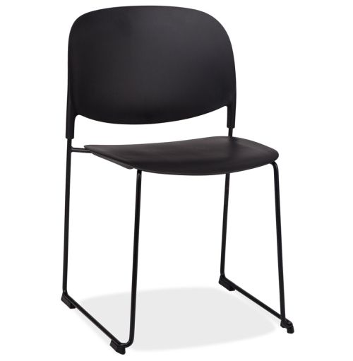 Chaise 'PILA' noire avec assise plastique et structure métal