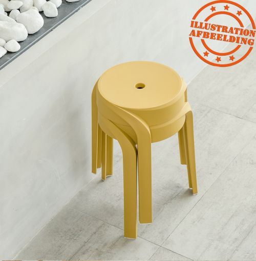 Tabouret bas empilable 'POMPA' en matière plastique moutarde