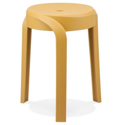 Tabouret bas empilable 'POMPA' en matière plastique moutarde