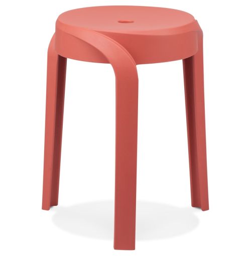 Tabouret bas empilable 'POMPA' en matière plastique rouge