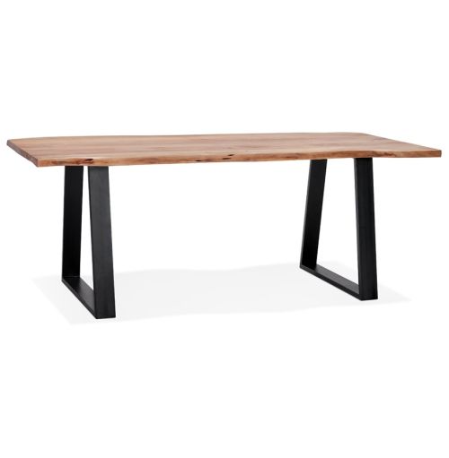 Table de salle à manger style industriel 'RAFA' en bois massif et métal - 200x95 cm
