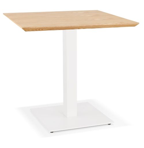 Petite table à diner carrée 'REGIS' en bois finition naturelle et fonte blanche - 70x70 cm