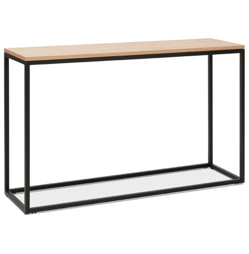 Table console style industriel 'RIVER' en bois finition naturelle et métal noir